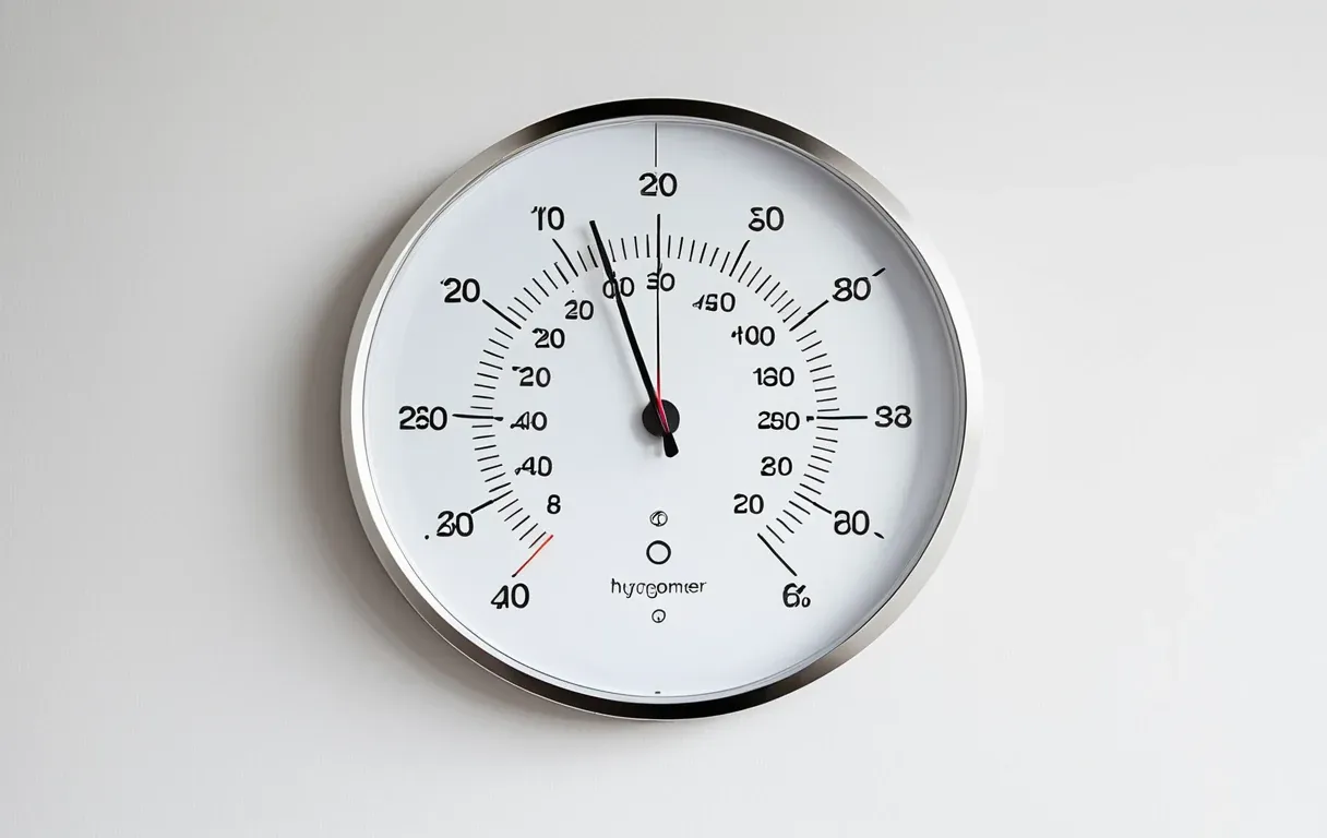 A wall hygrometer — you can't manage humidity you don't measure.