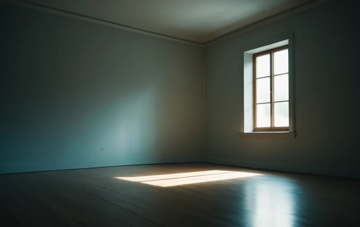 A faint ceiling stain in a quiet room — the visible edge of a much larger water history.