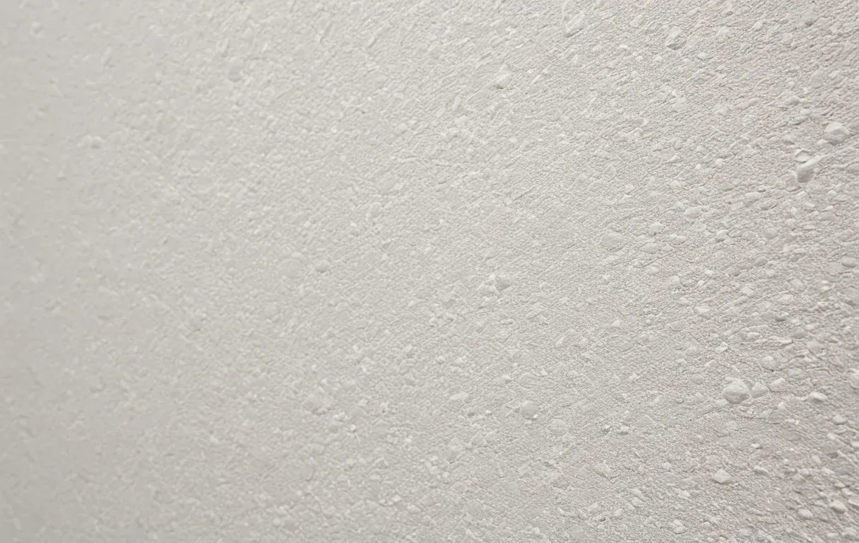 Macro of damp plaster — the tide line marks where water sat long enough to matter.