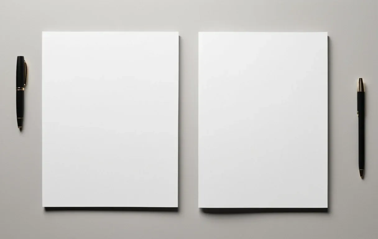 Two blank pages side by side — two sets of criteria, applied to the same person, reaching different answers.