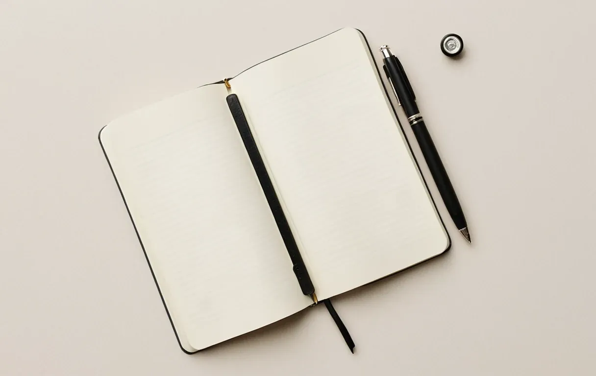 A closed notebook, a pen and a face-down meter — a reading you did not write down is a reading you do not have.